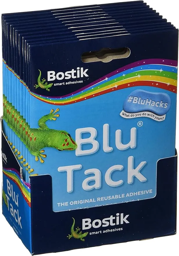 Bostik 24552 Blu-tack Mastic Adhesive Non-Toxic Handy Pack Ref 801103 [Pack of 12], Blue