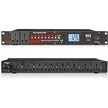 Pyle 10 Outlet Power Sequencer Conditioner - 13 Amp 2000W Rack Mount Pro Audio Digital Power Supply Controller Regulator w/Voltage Readout, Surge Protector, for Home Theater Stage/Studio Use - PCO875