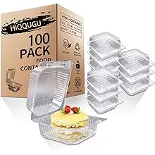 HIQQUGU 100 PCS Plastic Hinged Take Out Containers Clamshell Take Out Tray, Clear Plastic Take out Containers, for Sandwiches, Salads, Hamburgers, (5x4.7x2.8 in)