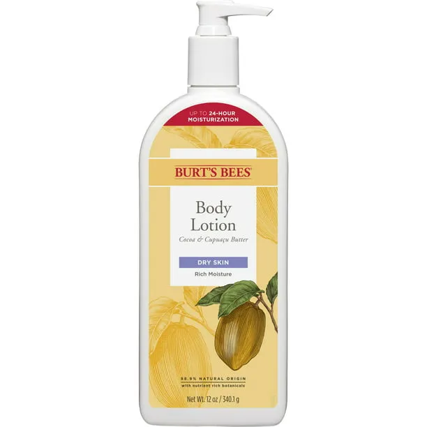 Burt’s Bees Butter Body Lotion for Dry Skin with Cocoa & Cupuaçu, 6 Oz - Pack of 3 (Package May Vary)