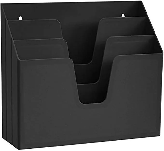 Acrimet Horizontal Triple File Folder Holder Organizer (Black Color)