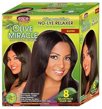 African Pride Olive Miracle Deep Conditioning No-lye Relaxer Kit, Super, 1count