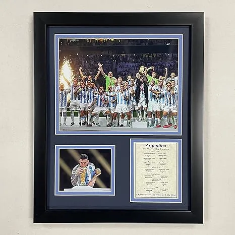 Legends Never Die, Inc. Argentina | Lionel Messi | 2022 FIFA World Cup Champions | 12"x15" Framed Photo Collage (Celebration)