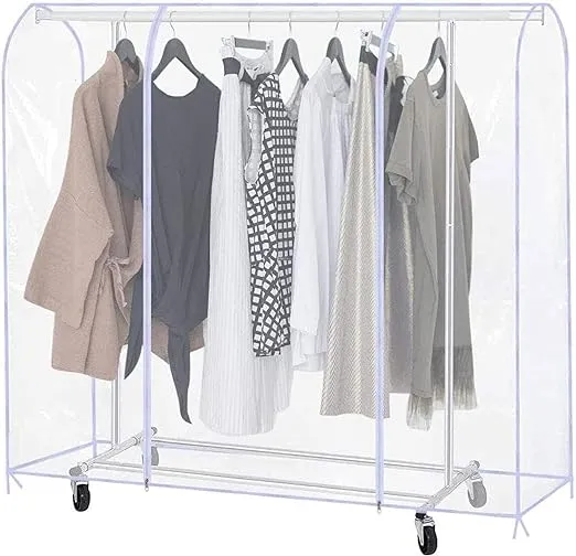 Hersent 71" LClear Transparent Clothing Rack Cover Dustproof Garment Shoulder ...