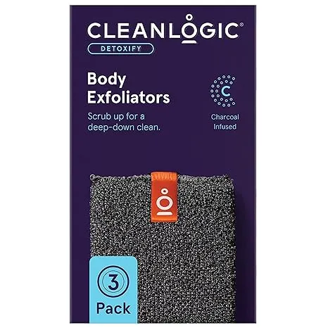 Cleanlogic Detoxify Purifying Charcoal Infused Exfoliating Body Scrubber Reusable Exfoliator Tool for Smooth and Softer Skin Daily Skincare Routine 3