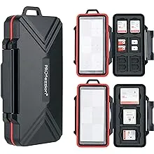 PROfezzion 48 Slots Universal Weatherproof Memory Card Carrying Case Anti-Shock Storage Holder for SD Micro SD CF Cfast XQD Nano Sim Huawei Nano Memory MSD TF CompactFlash Cfexpress SDXC SDHC Cards