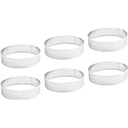 Keewah 4 inch Tart Ring, 6 Piece, Stainless Steel