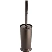 mDesign Plastic Compact Bathroom Toilet Bowl Brush and Holder - Espresso Brown