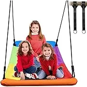 Trekassy 700lb Giant 60" Skycurve Platform Metal Tree Swing for Kids and Adults Wear- Resistant with 2 Hanging Straps