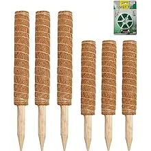 Joyhalo Moss Pole for Plants, 6 Pcs Moss Stick for Potted Plants, 15.7&12 Inch Plant Support for Climbing Plants Monstera, Plant Pole with 65 Feet Garden Twist Tie