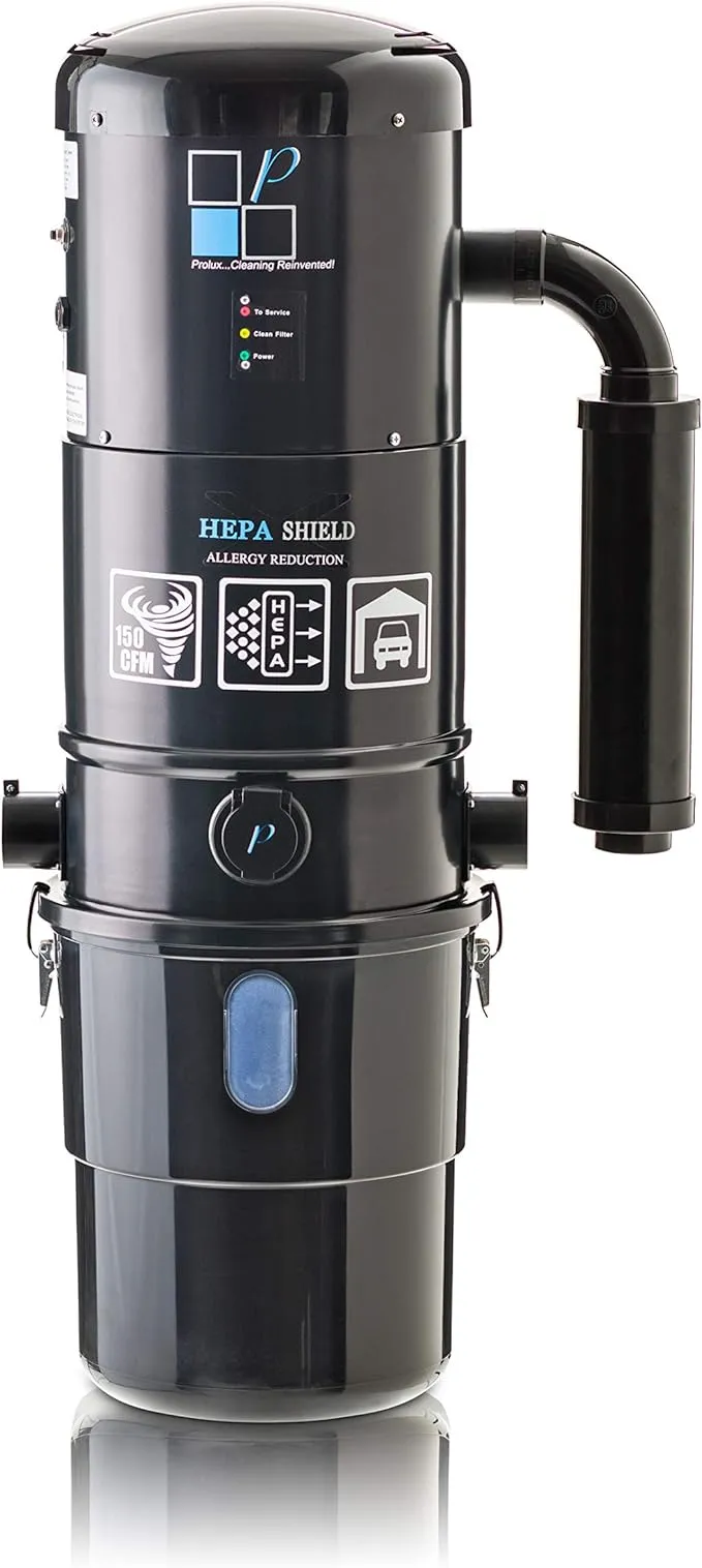 Prolux CV12000 Black Central Vacuum Cleaner Power Unit with Powerful 2 Stage Motor and HEPA Filtration