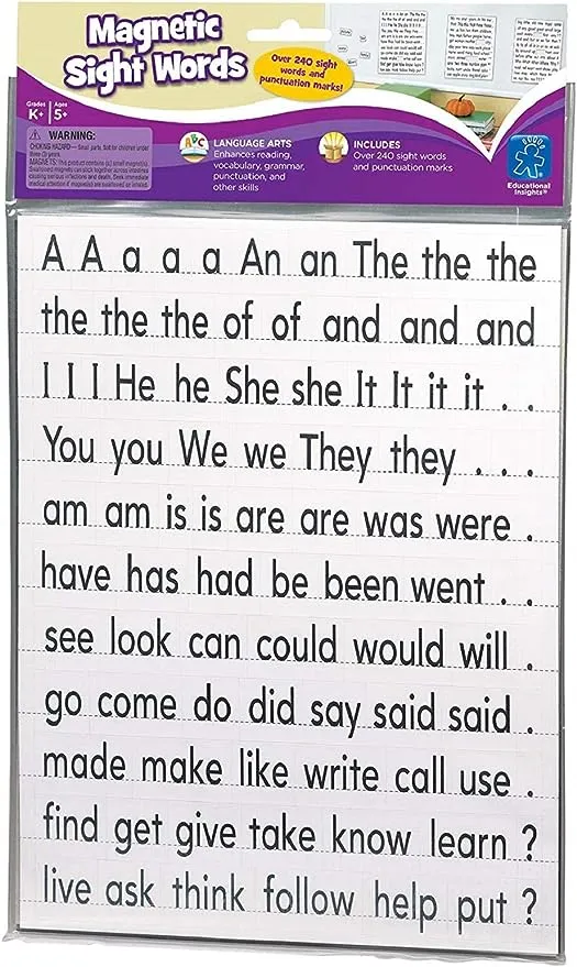 Educational Insights Magnetic Sight Words and Sentence Builders, Over 240 Sight Words & Punctuation Marks: Perfect for Homeschool & Classroom, Ages 5+