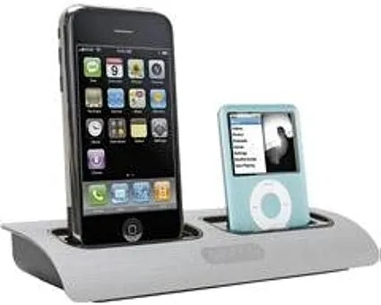 Griffin PowerDock Dual-Position Charging Station for iPhone 4 & 4S, iPod Touch, iPod Nano (Silver)