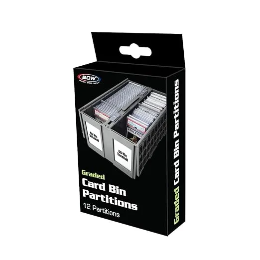 BCW Collectible Graded Card Bin Partitions - Gray | Dividers for GRADED Card Bins (Not Standard Card Bins) | Organize Your Trading Card Collection | Visible Sections, Adhesive Label-Friendly