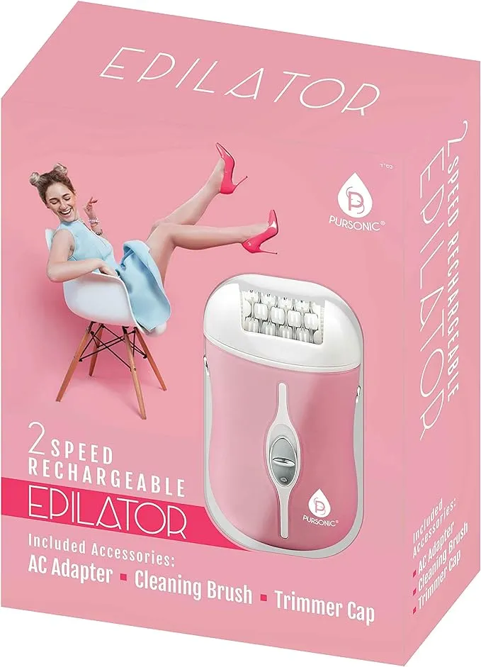 Pursonic Fe120P Two Speed Rechargeable Epilator, Pink, 0.8 Pound