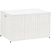 Household Essentials Small |Light Brown ML-5660 Decorative Wicker Chest with Lid for Storage and Organization