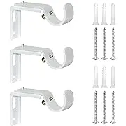 Curtain Rod Bracket Extenders Heavy Duty Adjustable Rod Holder Curtain Brackets for Wall for 7/8 or 1 Inch Rods, Set of 3 (White)