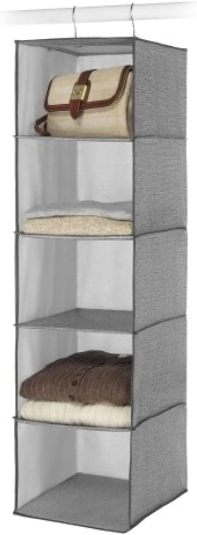 Whitmor Hanging Accessory Shelves 5 Open Sweater Shelves Crosshatch Gray