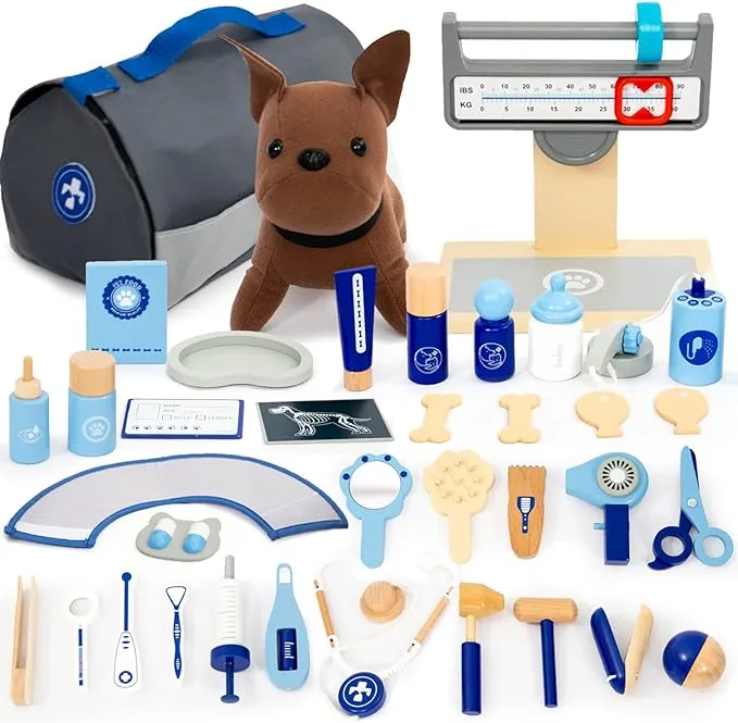 UMU Doctor Kit for Kids, Wooden Pretend Play 37 Pcs Pet Care Play Set Doctor Playset for Toddlers, Montessori Toys Dentist Kit for 3-8 Years Old Boys and GirlsUMU Doctor Kit for Kids, Wooden Pretend Play 37 Pcs…