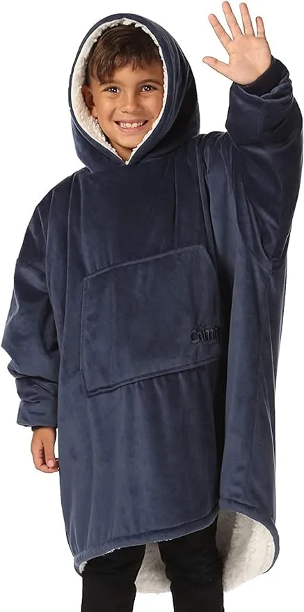 The Comfy Original Jr Kids Oversized Microfiber Sherpa Wearable Blanket, Blue