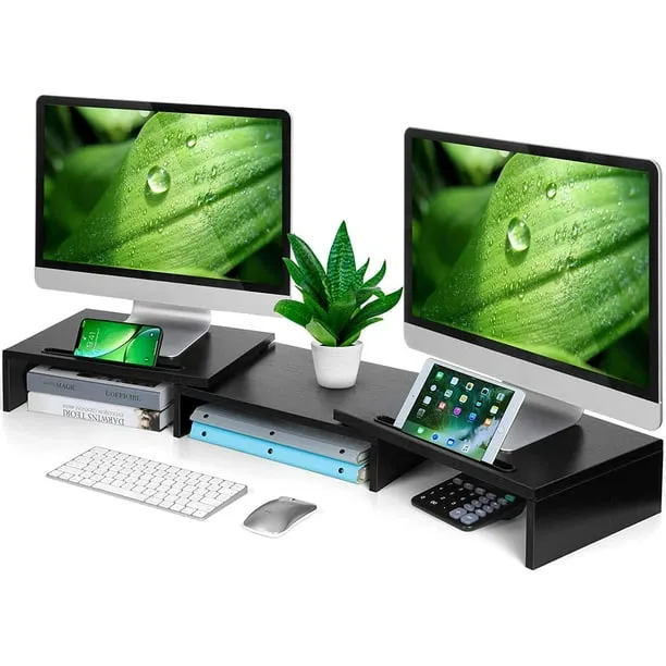 BoYata Monitor Stand, Adjustable Monitor Riser Metal Computer Stand Compatible with TV, PC, Laptop, Computer, iMac, and All Screen Display-Black