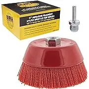 Dura-Gold 6" Abrasive Filament Nylon Bristle Cup Brush - Coarse Sanding Scuffing Brush, 5/8" 11 Thread, 1/4" Drill Arbor - Remove Rust, Corrosion, Paint - Surface Prepping for Truck Bed Liner Coatings