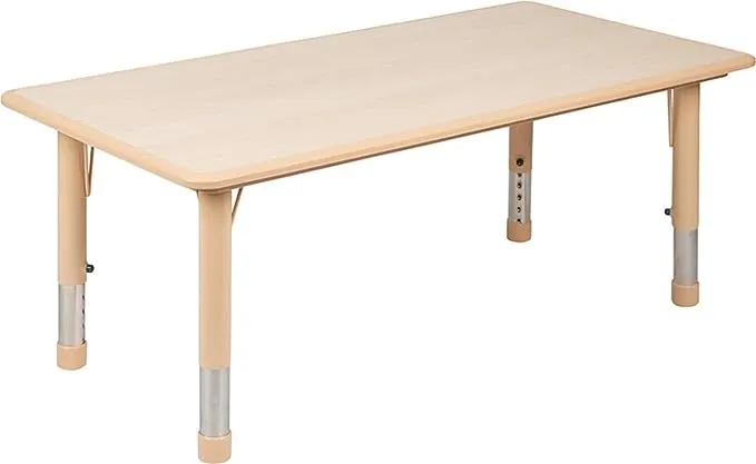 Flash Furniture 23.625" W x 47.25" L Rectangular Natural Plastic Height Adjustable Activity Table