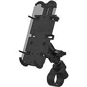 RAM MOUNTS Quick-Grip Phone Mount with RAM Tough-Strap Handlebar Base for Bikes and Motorcycle Handlebars