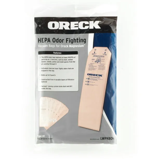 Oreck Magnesium HEPA Odor Fighting Vacuum Cleaner Bags