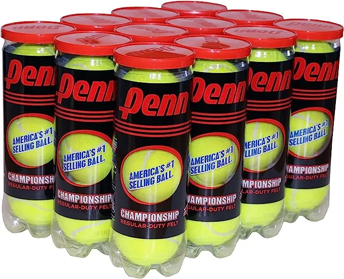 Penn Championship Regular Duty Tennis Ball Case Pack, 12 Cans, 36 Balls