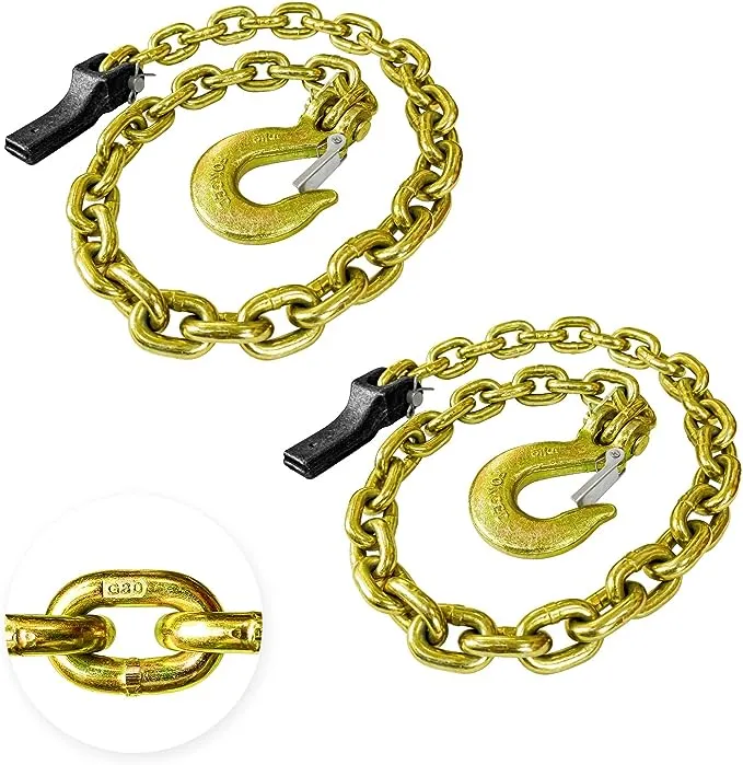 TKK 2-Pack Trailer Safety Chain - 35 Inch Chain with 5/16'' Clevis Snap Hook and Retainer | 21,000 lbs Break Strength | Secure Towing Transport Chains