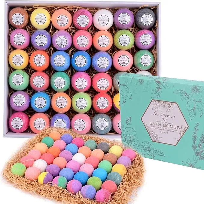 Bulk Bath Bomb Gift Set - 42 Moisturizing Bath Bombs for Women & Men! Nourishing Bath Bombs Ideal Gift Set for Women! 100% Natural, Sulfate & Paraben Free