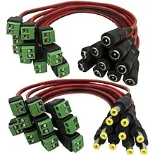 Igreeman 10 Pair Quick-Connect DC Power Pigtails - 18 AWG, 5A - Comes with Unique Terminal Jack Socket for Top-Notch Security Surveillance & Party Lighting - 2.1mm * 5.5mm Connectors