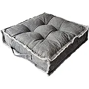 Verpert Square Thick Floor Seating Cushions,Solid Thick Tufted Cushion Meditation Pillow for Sitting on Floor,Tatami Pad for Guests or Kids Reading Nook,Yoga Living Room Sofa Balcony Outdoor (Beige)