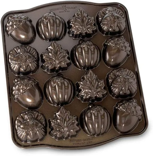 Nordic Ware Autumn Cakelet Pan, 3-Cup, Bronze