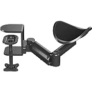 BONTEC Ergonomic Arm Rest Support Extender for Desk Armrest Pad Rotating Elbow Rest Holder (Black), Extendable & Adjustable, Aluminum Material