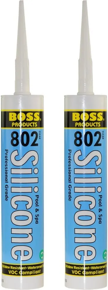 2-Pack Boss 802 Clear Silicone Sealant for Pool, spa, Household - 2 x 280ML. ...