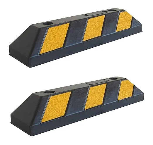 Parking Stopper for Garage Floor, Blocks Car Wheels as Parking Aid and Stops The Tires, Acting as Rubber Parking Curbs That Protect Vehicle Bumpers and Garage Walls, 21.6"x5.9"x3.9" (Pack of 2)