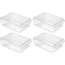 iDesign Linus Kitchen, Pantry, Refrigerator, Freezer Storage Container - 4 Pack, Clear, Large