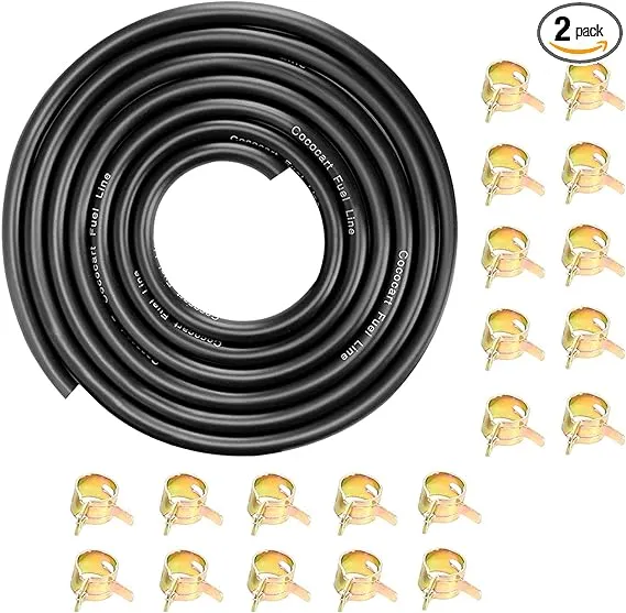 10-Foot Length Stretchy 1/4 Inch ID Fuel Line+20pcs 2/5" ID Hose Clamps for Kawasaki Kohler Briggs & Stratton Small Engines