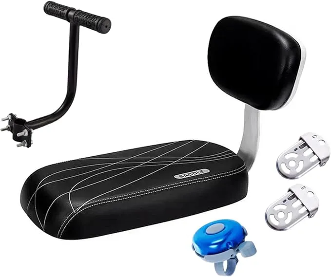 Bicycle Rear Seat Cushion Armrest Footrest Set, Bike Back Seat Child Safety Cushion Armrest Handrail Rear Feet Pedals