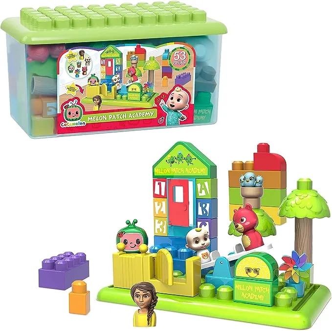 Just Play CoComelon Patch Academy, 53 Large Building Blocks Includes 6 Character Figures, Multi-color (96119)