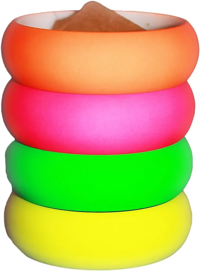 NEON NATION 4 Pack 1980s Style Costume Bracelets 1" Soft Bangles