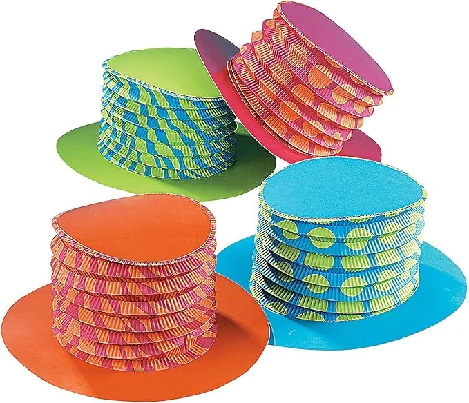 Fun Express Accordion Party Hats - Set of 12 - mad hatter tea party decorations