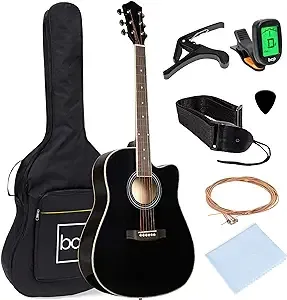 Best Choice Products 41in Beginner Acoustic Guitar Full Size All Wood Cutaway...