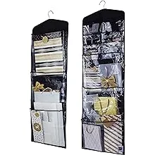 Large Double-Sided Hanging Gift Bag Organizer and Tissue Paper Holder (Black)