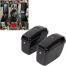 Hard Motorcycle Saddle Bags Saddlebags w/Mounting Kit Compatible with Harley Davidson Honda Shadow Kawasaki Vulcan VN Black Hard Trunk Saddlebags