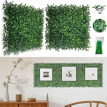 Bybeton Artificial Boxwood Wall Panels,10"x 10"(20pc) Boxwood Faux Grass Wall Panels for Interior Wall, Backdrop Wall,Garden Wall and Indoor Outdoor Wall Plants Decor