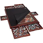 Jumbl 1500-Piece Puzzle Board | 27” x 35” Jigsaw Puzzle Table | 6 Removable Magnetic Sorting Drawers | Smooth Plateau Fiberboard Work Surface & Hardwood Construction | for Games & Puzzles