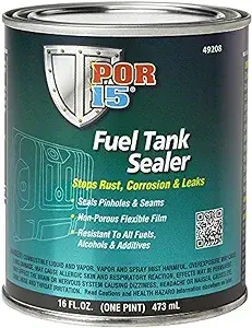 POR-15 49208 Fuel Tank Sealer, 1 pt Can, Semi-Transparent Silver, 250 to 450 sq-ft/gal Coverage, 96 hr Curing